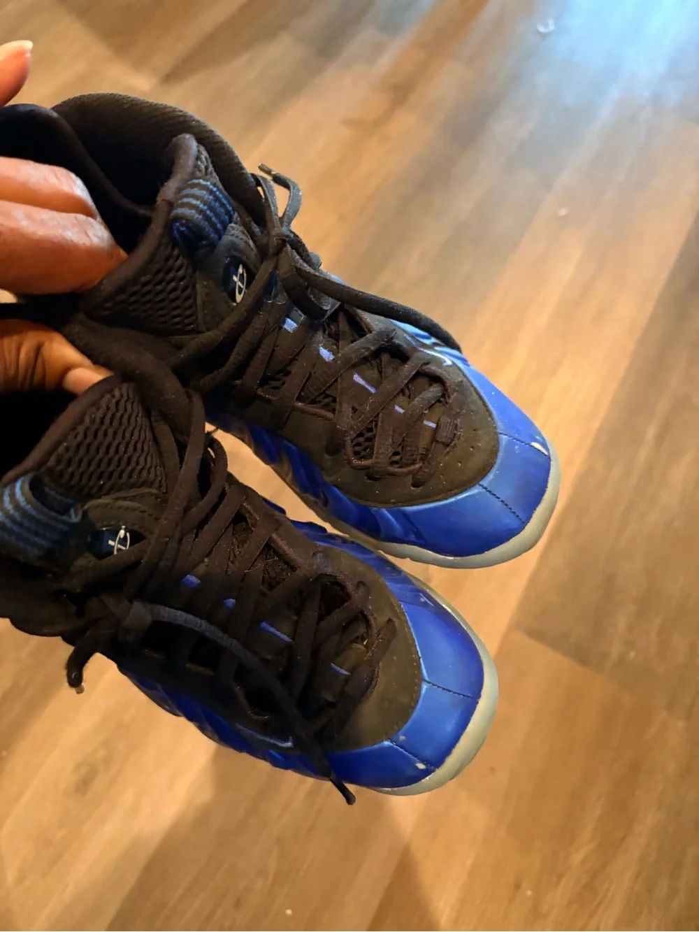 Nike Kids Royal Blue and Black Foamposite-Style Sneakers